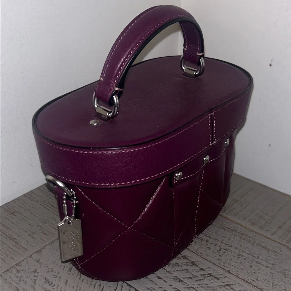 Coach Quilted Mini Top-Handle Bag in Plum